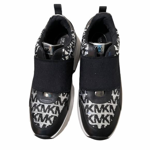 Michael Kors Cosmo Logo Sequined Slip on Sneakers. Size 8.5 EUC - Picture 2 of 13